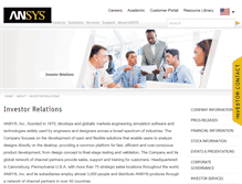 Tablet Screenshot of investors.ansys.com